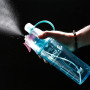 400ml 600ml Summer Colored Water Bottle Plastic Spray Cooling Cup Tumbler Reusable Plastic Cold Drinking Cups