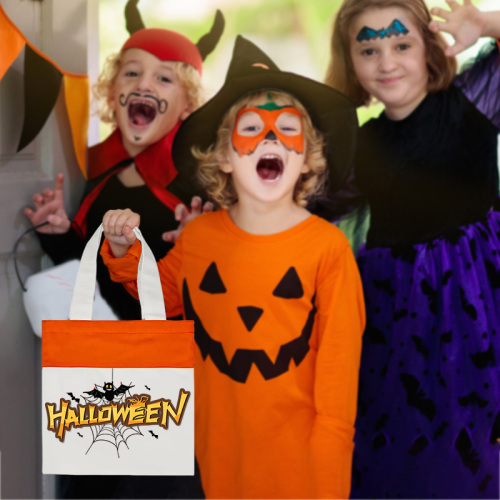 RTS US Warehouse 25pcs/ctn 10.5*10.5inch Sublimation Halloween Candy Bags Tote Canvas Bag Mix Color