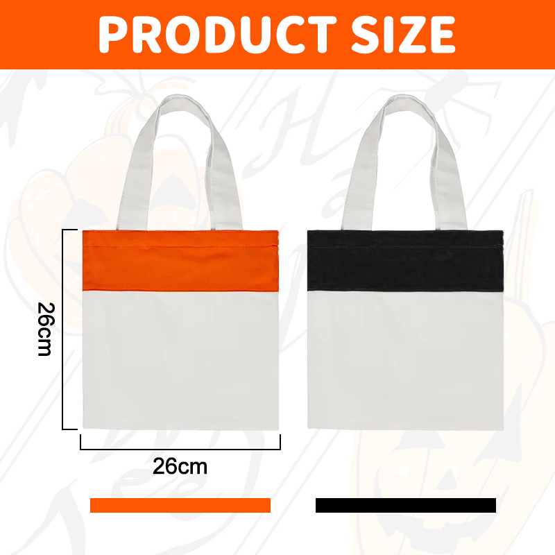 RTS US Warehouse 25pcs/ctn 10.5*10.5inch Sublimation Halloween Candy Bags Tote Canvas Bag Mix Color