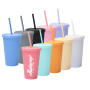 16oz 24oz Matt Painting Double Wall Custom Color AcrylicTumbler With Straw and Lid BPA Free Tumbler Personalized Plastic Cups