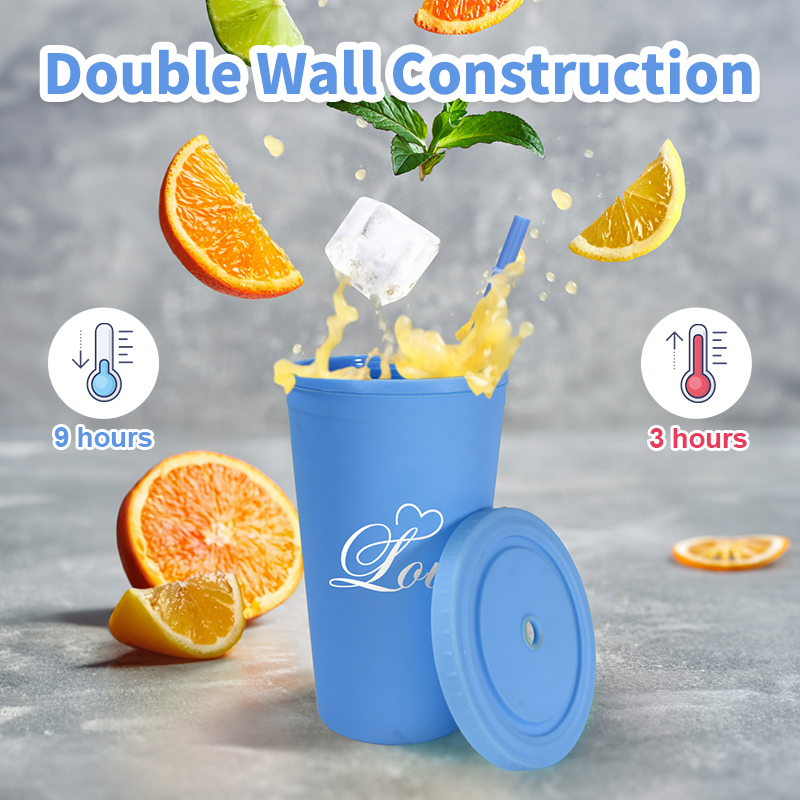16oz 24oz Matt Painting Double Wall Custom Color AcrylicTumbler With Straw and Lid BPA Free Tumbler Personalized Plastic Cups