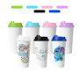 Reusable 450ml Sublimation Double Wall Plastic Tumbler Blanks with Colorful Lid Coffee Mugs Plastic Cups for DIY Heat Printing