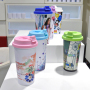 Reusable 450ml Sublimation Double Wall Plastic Tumbler Blanks with Colorful Lid Coffee Mugs Plastic Cups for DIY Heat Printing