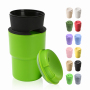 New Design Hot Sale 350ML Mini pp Material Coffee Mug Assorted Colors Custom LOGO Double Plastic Coffee Cup with Straw