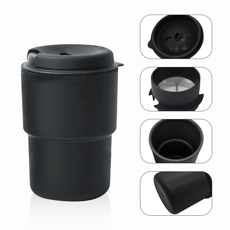 New Design Hot Sale 350ML Mini pp Material Coffee Mug Assorted Colors Custom LOGO Double Plastic Coffee Cup with Straw