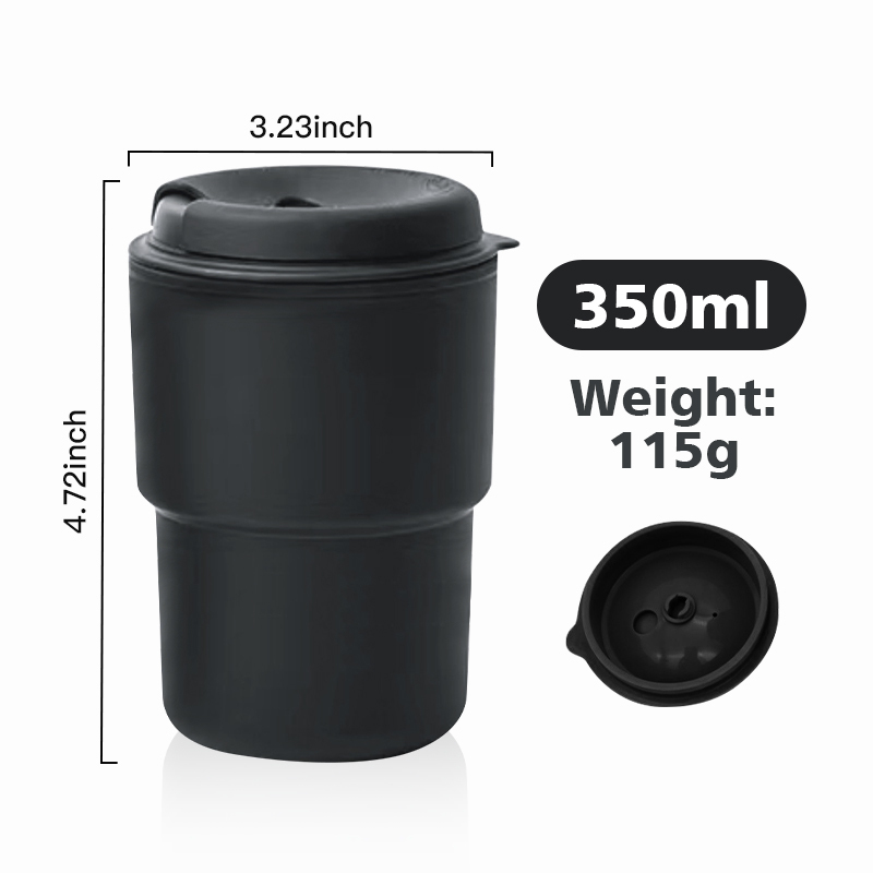 New Design Hot Sale 350ML Mini pp Material Coffee Mug Assorted Colors Custom LOGO Double Plastic Coffee Cup with Straw