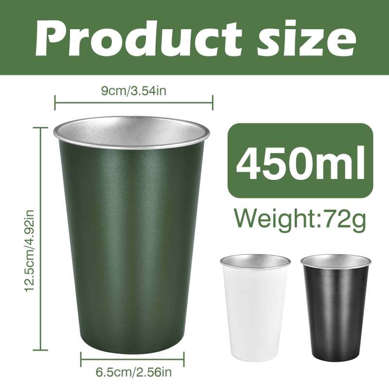 RTS White Custom Logo 450ml Single Wall Stainless Steel Spray Painting Beer Mugs Portable Coffee Drinking Cups