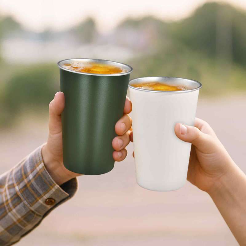 RTS White Custom Logo 450ml Single Wall Stainless Steel Spray Painting Beer Mugs Portable Coffee Drinking Cups