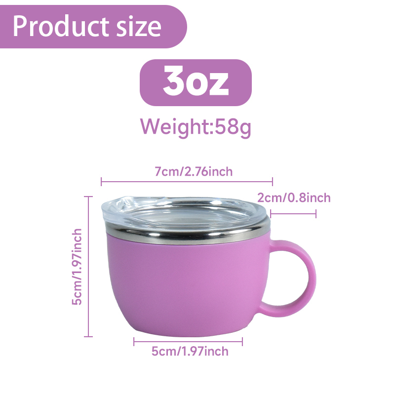 China RTS Mini 3oz Tumbler Shot Glass Stainless Steel Tumbler Cups with Handle Lids for Cocktail Coffee Whiskey Beer