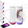12pcs 20oz Sublimation Blanks Straight Wireless Music Mixed Color Speaker Smart Stainless Steel Tumblers Coffee Mug