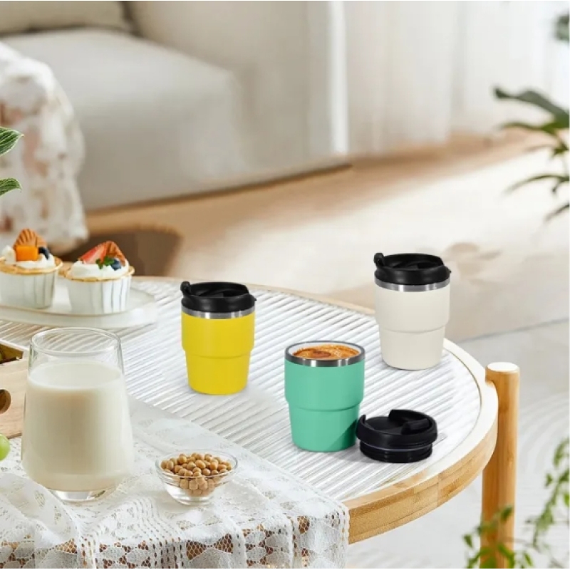 6oz Powder Coated Colors Coffee Mugs Mini Travel Cups Inside with Enamel Coating for Laser Printing