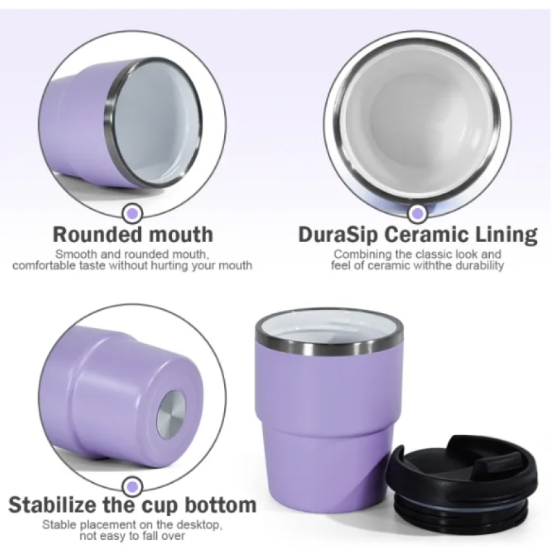 6oz Powder Coated Colors Coffee Mugs Mini Travel Cups Inside with Enamel Coating for Laser Printing