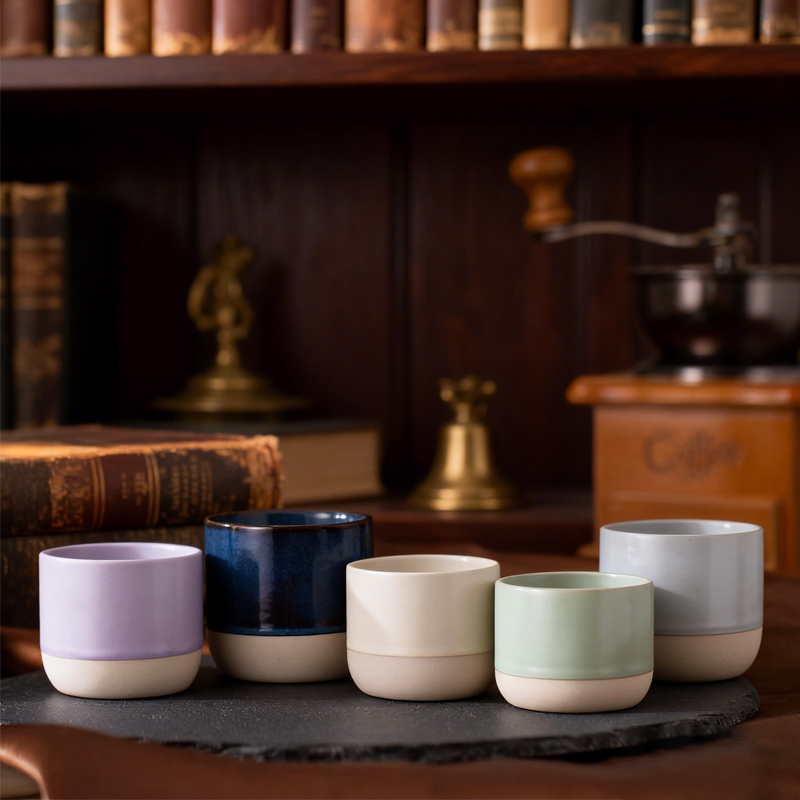 Custom Logo 100ml 180ml 230ml Ceramic Coffee Mug Colorful Smooth Afternoon Tea Cup Set Mini Straight Milk Cup for Wholesale