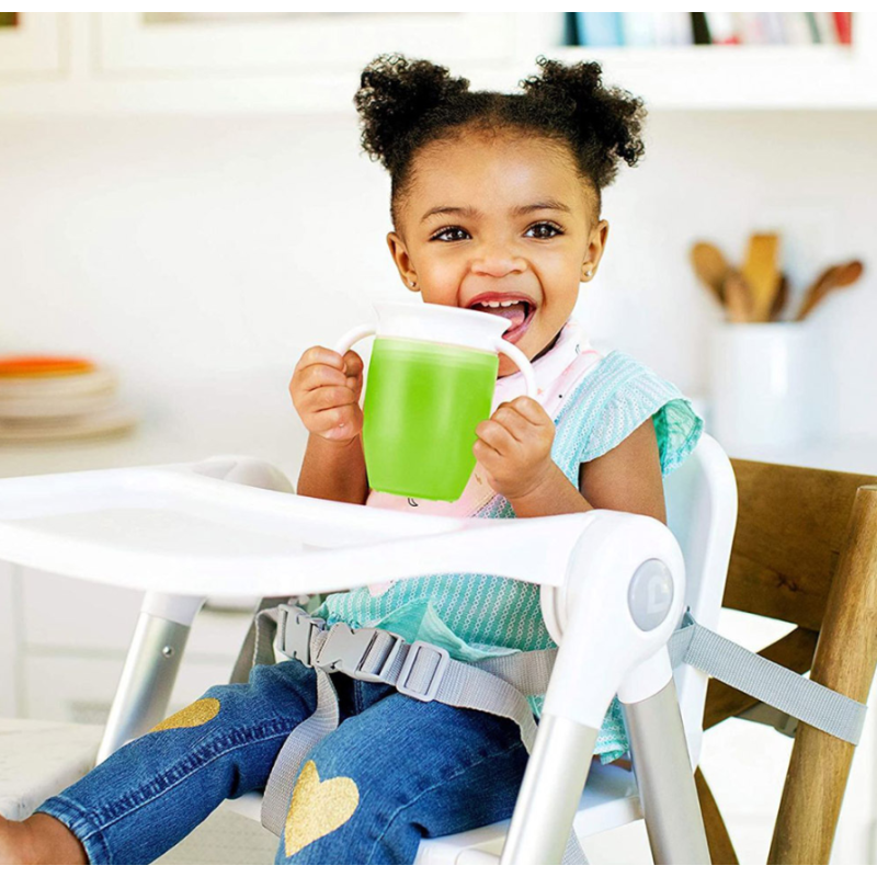 Custom Logo 240ml 360° Magic Cup Silicone Toddler for 6 Month Old and up Spill Proof Miracle Toddler Cups with Transition Handle