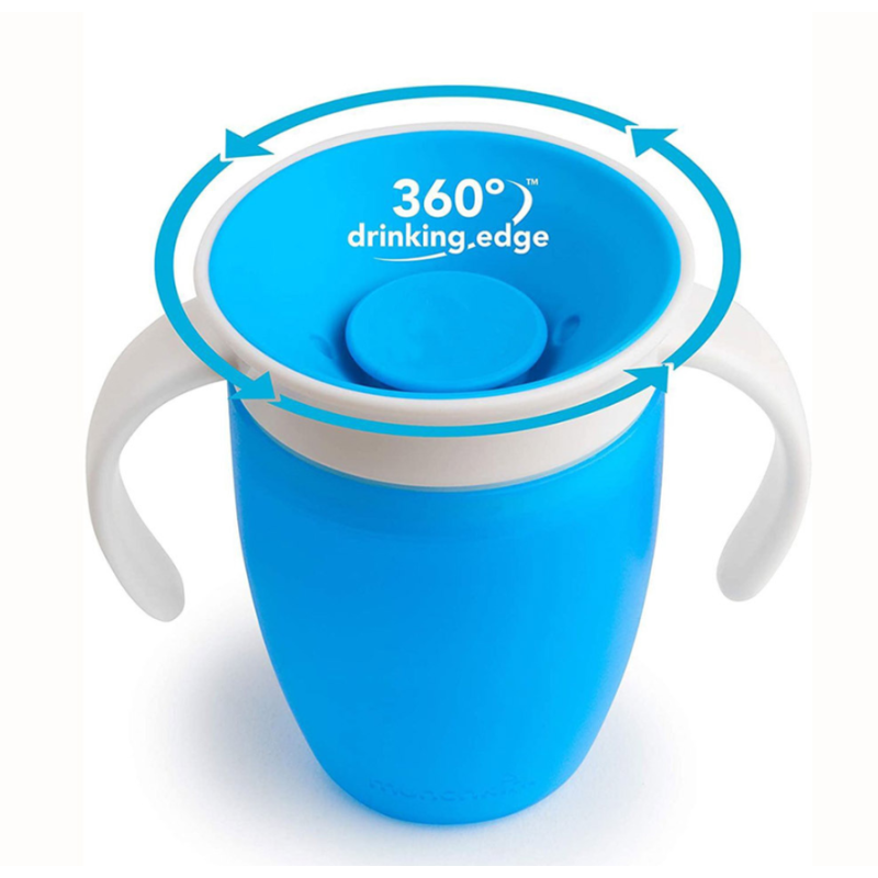 Custom Logo 240ml 360° Magic Cup Silicone Toddler for 6 Month Old and up Spill Proof Miracle Toddler Cups with Transition Handle
