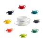 Custom Logo High Quality 10oz Colorful Ceramic Cup and Saucer Set  Personalized Printing Ceramic Coffee Mugs for Gift
