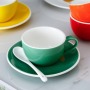 Custom Logo High Quality 10oz Colorful Ceramic Cup and Saucer Set  Personalized Printing Ceramic Coffee Mugs for Gift