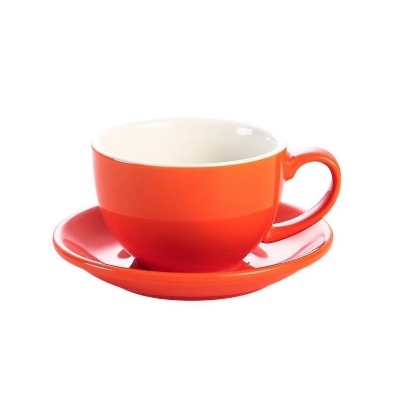Custom Logo High Quality 10oz Colorful Ceramic Cup and Saucer Set  Personalized Printing Ceramic Coffee Mugs for Gift