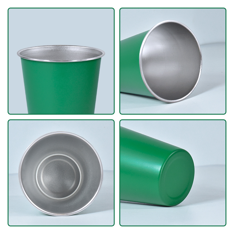 Personalized 350ml Coffee Cup Single Wall Curled 12oz SS304 Stainless Steel Beer Drinking Cup Powder Coated Tumbler Set Beer Mug