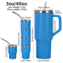Custom 40oz Tumbler Set Inner Stainless Steel Outer Plastic Water Bottle Handle Coffee Tumbler 40 oz with 3oz Mini Shot