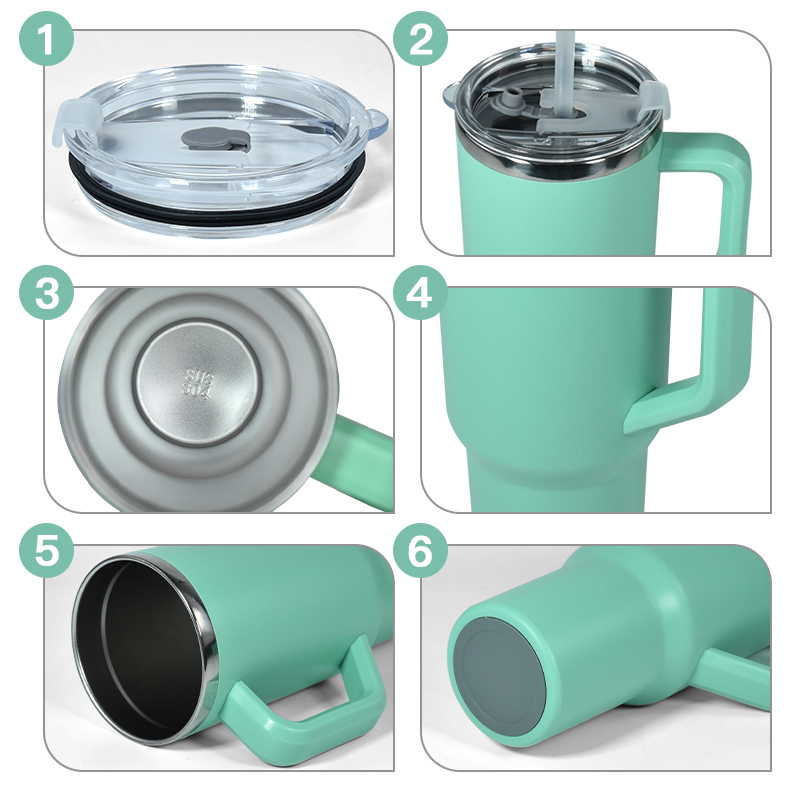 Custom 40oz Tumbler Set Inner Stainless Steel Outer Plastic Water Bottle Handle Coffee Tumbler 40 oz with 3oz Mini Shot