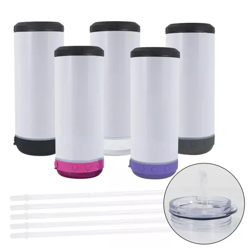 Speaker Tumbler  Wireless 16oz 4  in 1  Wireless Sublimation White Blank Speaker Tumbler for Sublimation Printing