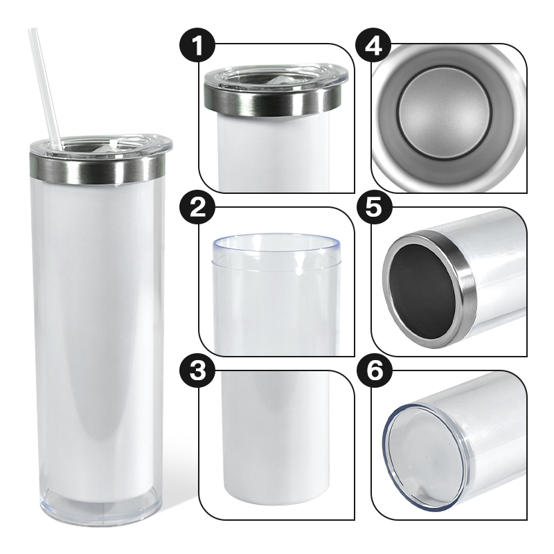 RTS 25pcs/ctn 20oz Snow Globe Tumbler Plastic Outside Sublimation Inner Stainless Steel Tumbler Pre-Drilled with Plug