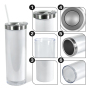 RTS 25pcs/ctn 20oz Snow Globe Tumbler Plastic Outside Sublimation Inner Stainless Steel Tumbler Pre-Drilled with Plug
