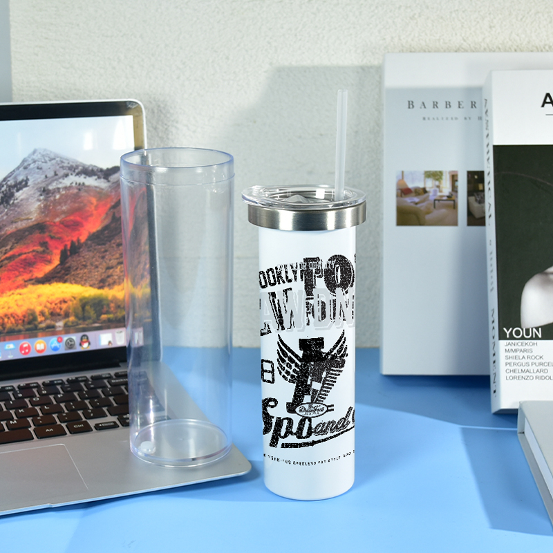 RTS 25pcs/ctn 20oz Snow Globe Tumbler Plastic Outside Sublimation Inner Stainless Steel Tumbler Pre-Drilled with Plug