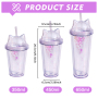 Cat Ear Tumblers Double Wall Plastic Cup with Lid DIY Glitter 10oz 16oz 24oz Double Wall Drink Bottle Acrylic Kids Snow Globe