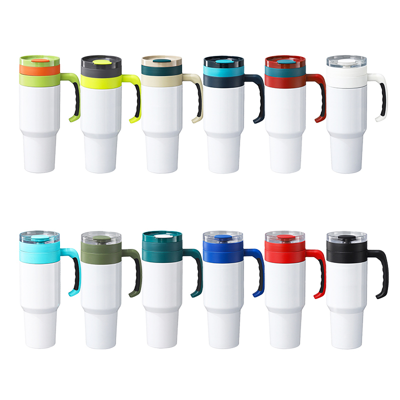 Custom 40oz Removable Handle Lids Sublimation Tumbler 32oz 40oz Insualed Double Wall Stainless Steel Travel Car Mug