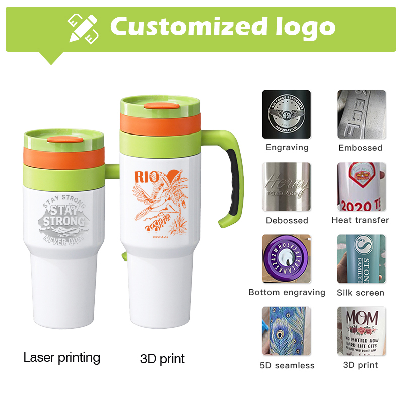 Custom 40oz Removable Handle Lids Sublimation Tumbler 32oz 40oz Insualed Double Wall Stainless Steel Travel Car Mug