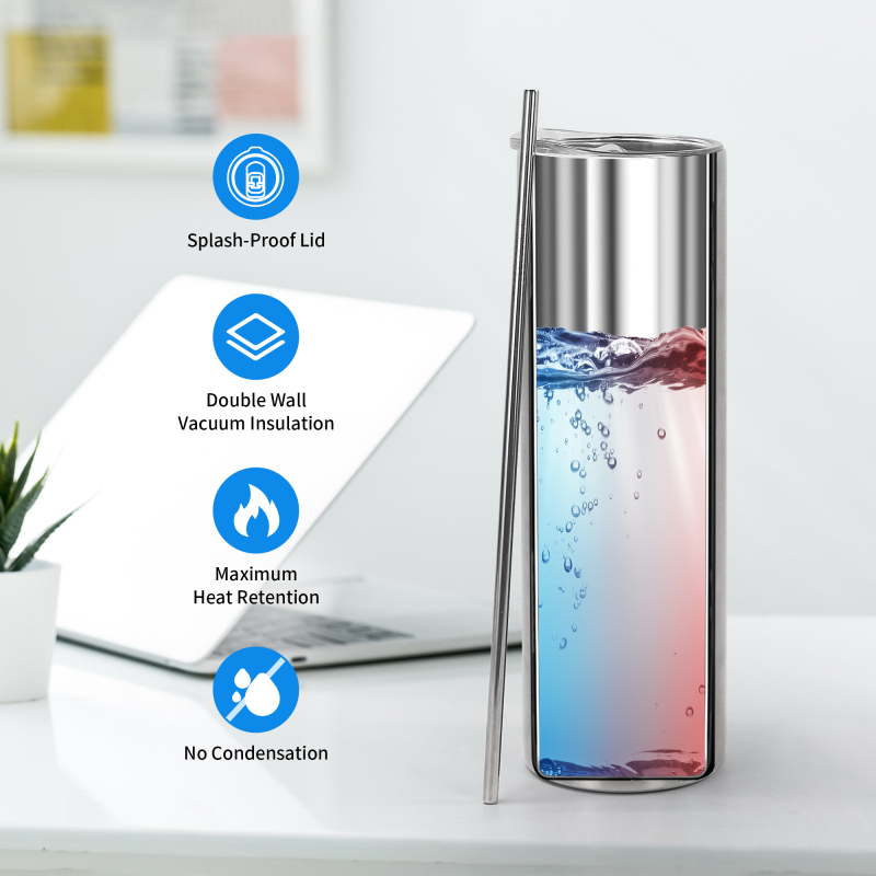 US Warehouse Clearance Sales 20oz Stainless Steel Skinny Silver Tumbler Vacuum Insulated Cups in Bulk for Sublimation DIY