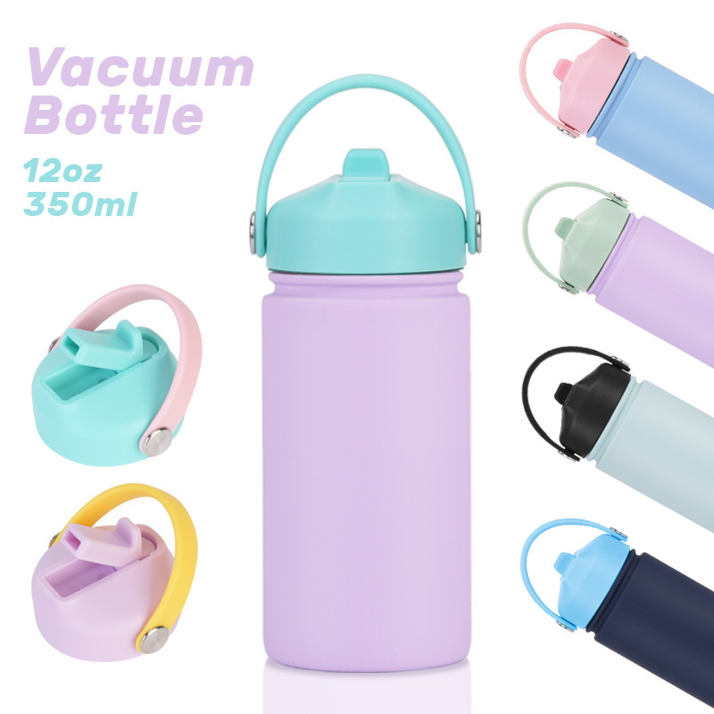 Custom logo 316L Stainless Steel Sports Water Bottle 350ml Wide Mouth Portable Handheld Contrast Color Insulated Water Bottle