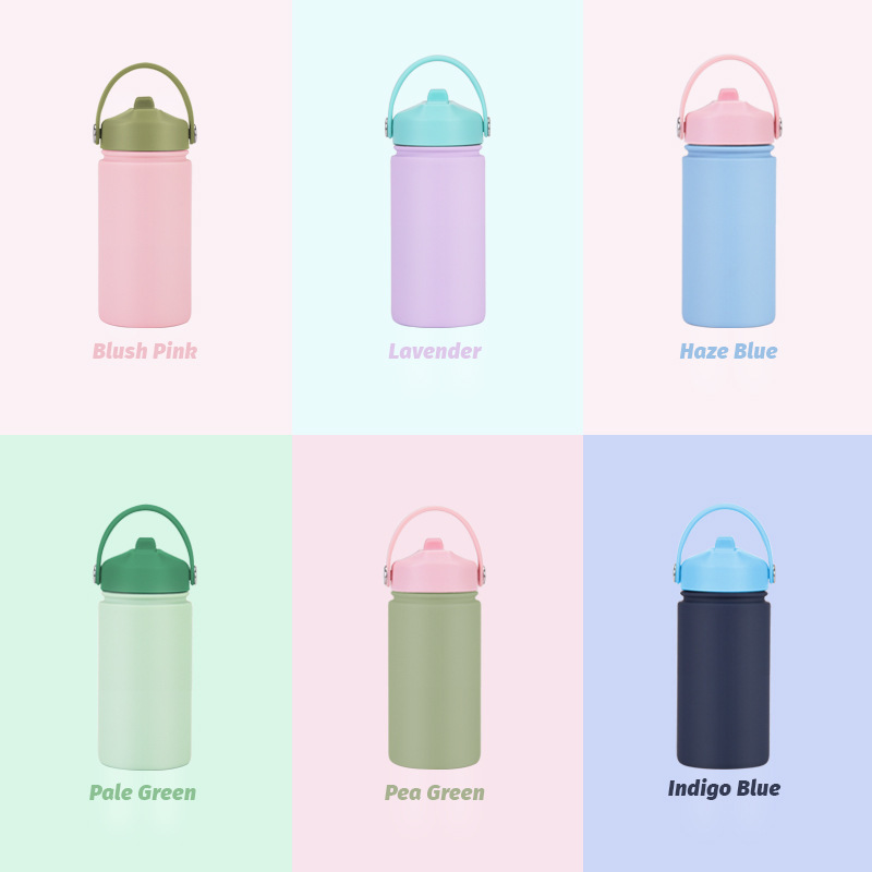 Custom logo 316L Stainless Steel Sports Water Bottle 350ml Wide Mouth Portable Handheld Contrast Color Insulated Water Bottle