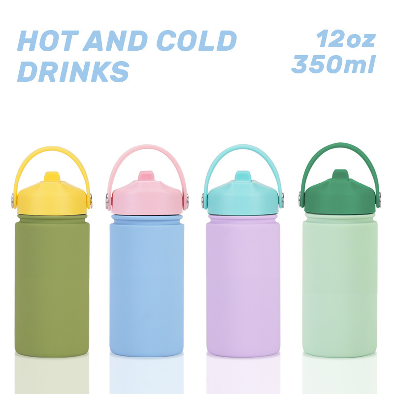 Custom logo 316L Stainless Steel Sports Water Bottle 350ml Wide Mouth Portable Handheld Contrast Color Insulated Water Bottle