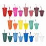 Wholesale Bulk Custom 16oz 24oz Tumbler Cup Logo Drink Cup Single Wall Tumbler Reusable Plastic Cold Cups With Lid and Straw