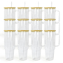 Free Shipping RTS USA Warehouse 12PCS/CTN 40oz Glass Cup Sublimation clear Glass Tumbler Mugs with Handle and Bamboo Lid
