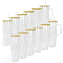 Free Shipping RTS USA Warehouse 12PCS/CTN 40oz Glass Cup Sublimation clear Glass Tumbler Mugs with Handle and Bamboo Lid