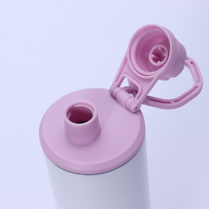 US 20oz Sublimation Insulated Water Bottle Double Wall Stainless Steel Vacuum Mug Drinking Bottle with Colored Sports Handle Lid