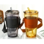 Wholesale 450ml Water Glass Coffee Mugs Cups for Home Office Milk Tea Gift Logo Custom with Leather Cover Handle