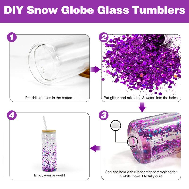 New 25oz Sublimation Glass Tumbler Pre-drilled Double Wall Glass Can with Hole Plug Bamboo Lids Us Warehouse Stocked 25pcs/ctn
