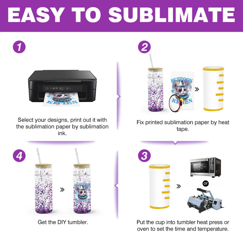 New 25oz Sublimation Glass Tumbler Pre-drilled Double Wall Glass Can with Hole Plug Bamboo Lids Us Warehouse Stocked 25pcs/ctn