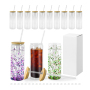 New 25oz Sublimation Glass Tumbler Pre-drilled Double Wall Glass Can with Hole Plug Bamboo Lids Us Warehouse Stocked 25pcs/ctn