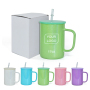 BPA Free Lid Coffee Glass Can 17oz Glitter Shimmer Glass Mug Sublimation Beer rainbow Colors Tumbler with Handle ,25pcs/ctn
