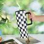 RTS 1pcs 40oz H3.0 Powder Coated Double Wall Stainless Steel Tumblers Travel Mug with Grid Printing