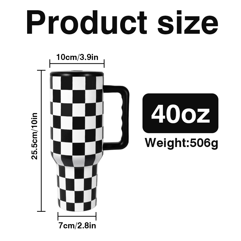 RTS 1pcs 40oz H3.0 Powder Coated Double Wall Stainless Steel Tumblers Travel Mug with Grid Printing