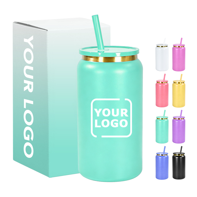 Factory Customized Blank Sublimation 16oz Stainless Steel Vacuum Insulated Beer Can Cups Glossy Matte Double Wall Mason Jar Mug