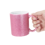 China Warehouse 11oz Sublimation DIY Blanks Glitter pink Coffee Milk Tea Ceramic Mug for Christmas New Year Gift