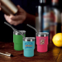 RTS 48pcs/ctn Mix 12colors US Warehouse Powder Coated 3oz Mini Stainless Steel Vacuum Tumbler Shot Wine Cup With Lid and Straw